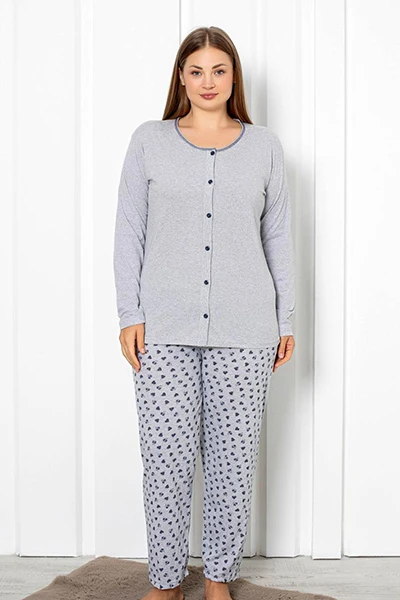 Dámská bavlněná pyžamová souprava Royalfashion s motivem srdíček VELIKOST PLUS