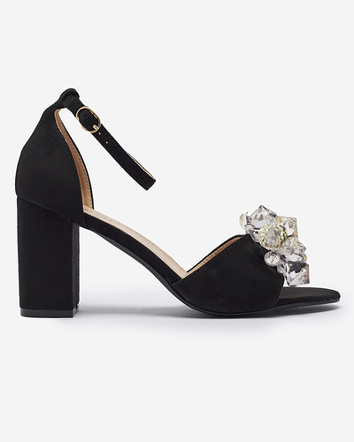 Dámské sandály na šněrování s ozdobnými krystaly v černé barvě Berlogo- Obuv