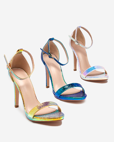 Zlaté dámské holografické sandály na jehle Fasiro - Obuv