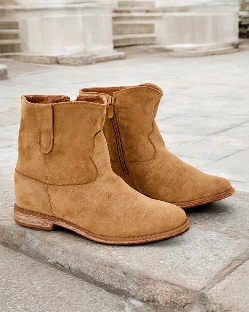 Роялофэшн Коричневые ботильоны со стилем ковбоя на накрытом клине Паториас