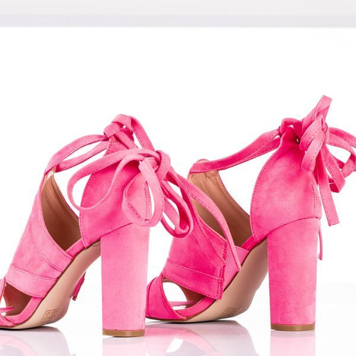 Неонові рожеві босоніжки на підборах з валом Lanaline - Взуття