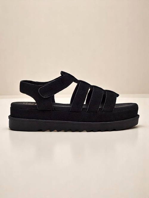 Жіночі сандалі Heraclea Royalfashion на платформі чорні з екошкіри