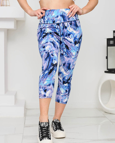 Зелені жіночі легінси 3/4 з малюнком - Одяг