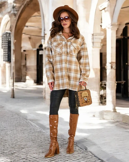 Жіноче бавовняне пальто-сорочка Royalfashion