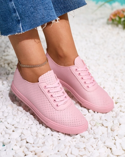 Royalfashion Růžová dámská prolamovaná tenisová obuv Salomp