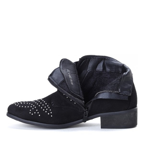 Czarne botki Caudice zdobione dżetami- Obuwie