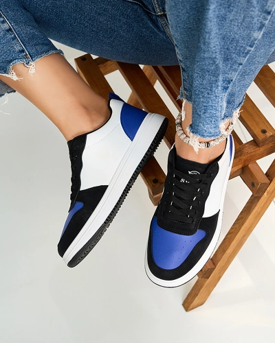 Royalfashion Černobílá sportovní obuv s kobaltovými vložkami Colorburst Classics