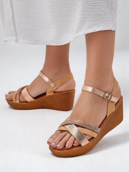 Royalfashion Жіночі в'язкові сандалії з рыцями та блискітками Glittera