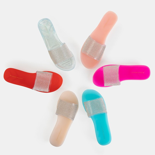 Бежеві жіночі гумові шльопанці зі стразами Niamh