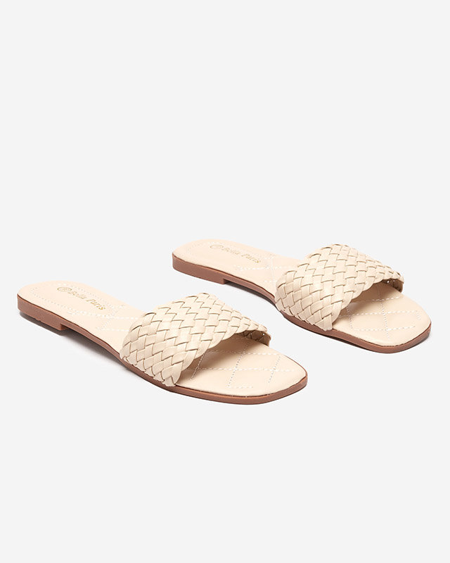 Dámské béžové pantofle s copánkovým pruhem Cocota - Obuv