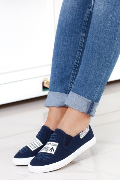Granatowe trampki slip on  - Obuwie