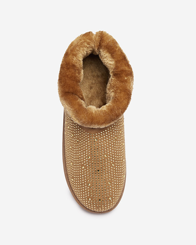 Коричневі жіночі чоботи зі стразами Rudis