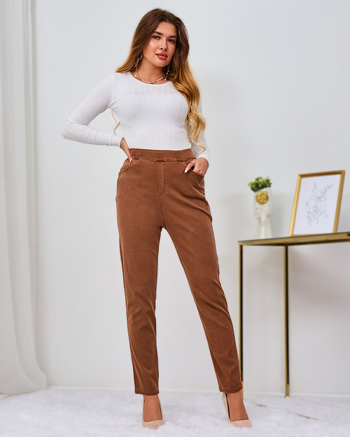 Royalfashion Коричневі жіночі лосини PLUS SIZE