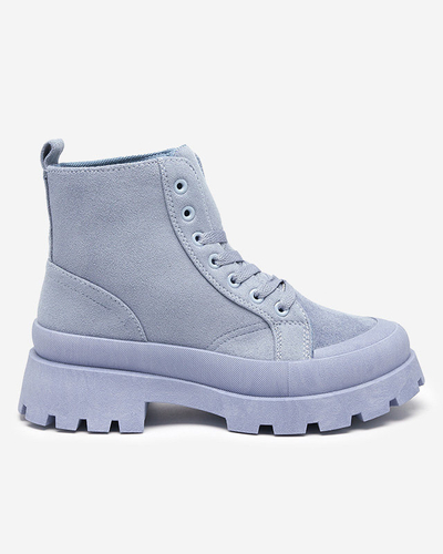 Modré dámské kozačky s eko semišem Lolut- Footwear