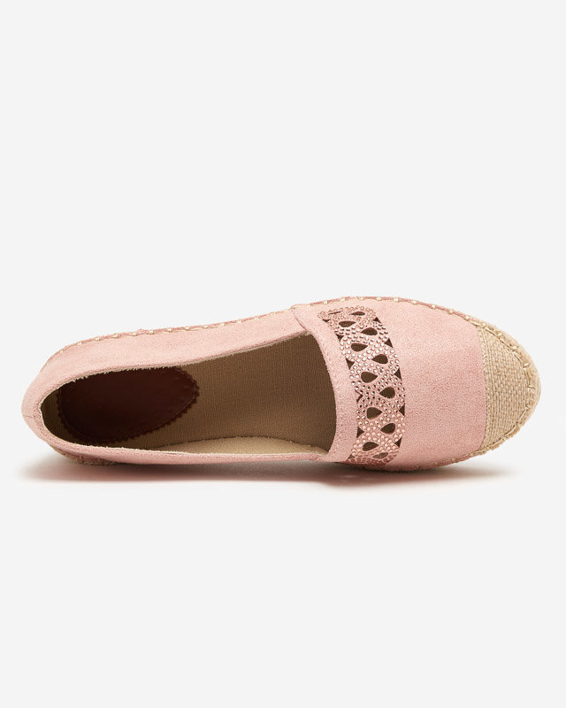 OUTLET Růžové dámské slip on espadrilky s kubickou zirkony Wexy - Boty