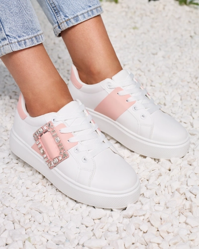 Bílo-světle růžové dámské sportovní tenisky Serbs - Obuv