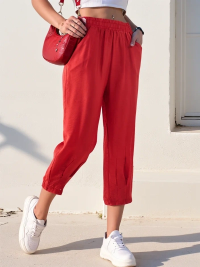 Royalfashion Rovné dámské kalhoty z látky 7/8