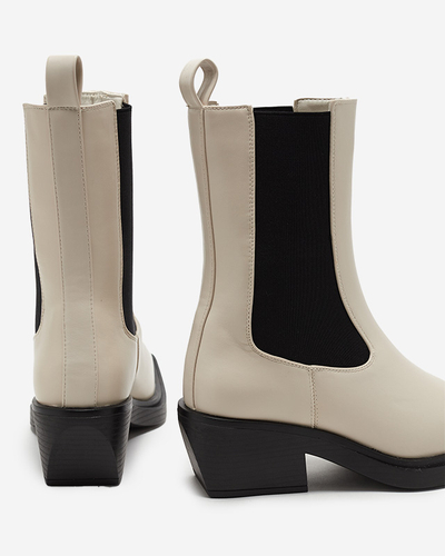 Béžové dámské vysoké slip on boty Darran - Obuv