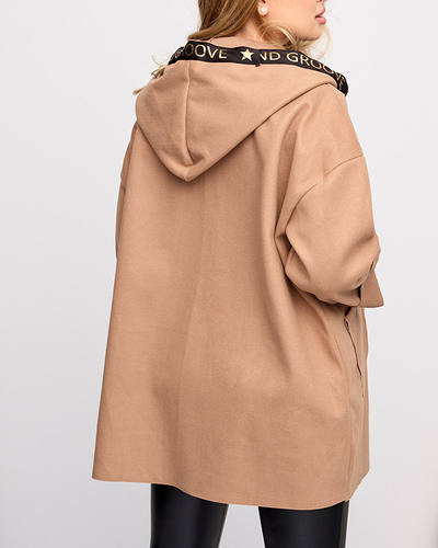 Коричнева жіноча куртка-плащ