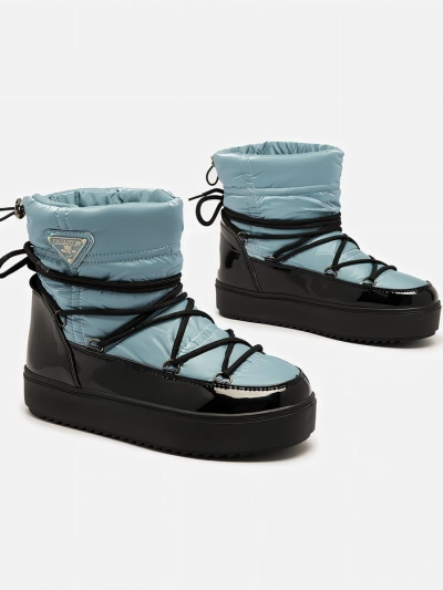 Royalfashion Dámské nazouvací boty a'la snow boots v modré barvě Vevnose