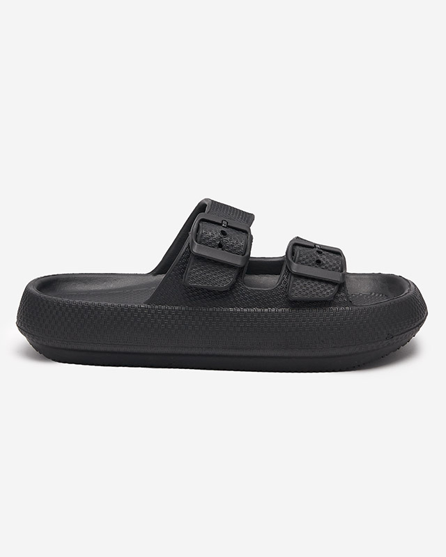 Dámské černé pantofle s přezkami Eckos - Obuv