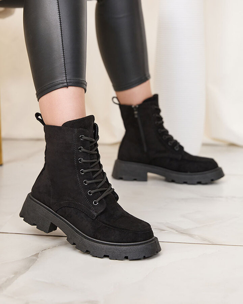 Royalfashion Černé dámské šněrovací kozačky Oroccar