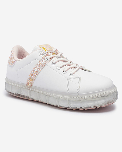 Жіночі спортивні кросівки білого кольору з рожевими вставками Asxa- Footwear