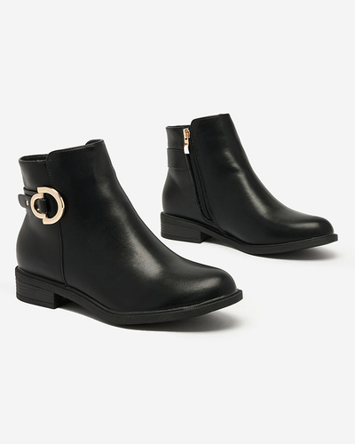 Royalfashion Černé dámské kozačky a'la sztyblety s ozdobami Ederte