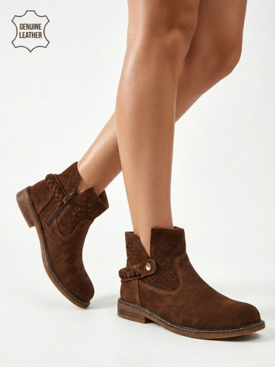 Ažurové dámské boty z přírodní kůže Unimi