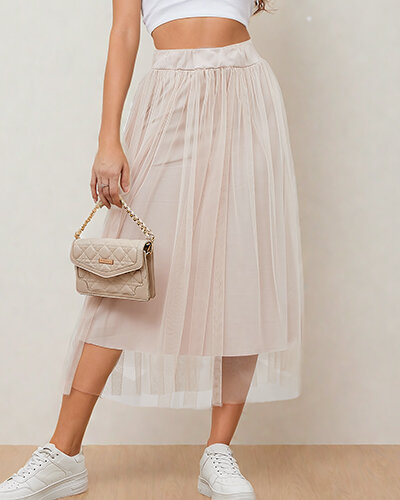 Royalfashion Dámská dvouvrstvá midi sukně