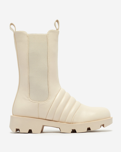 Бежеві жіночі черевики на потовщеній підошві з тисненням Ferita- Footwear