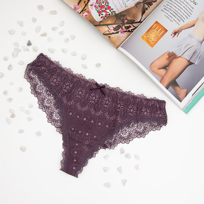 Фіолетові жіночі мереживні трусики - Нижня білизна