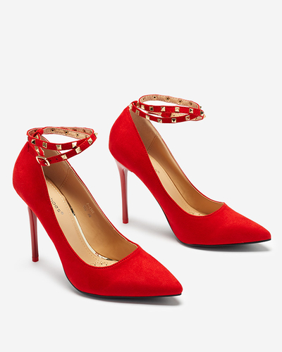 Червоні жіночі туфлі на високому каблуці з ремінцем на щиколотці Altans - Туфлі