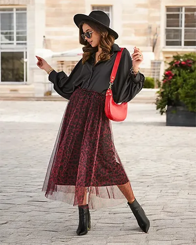 Dámská midi sukně Royalfashion s vzorem a tule