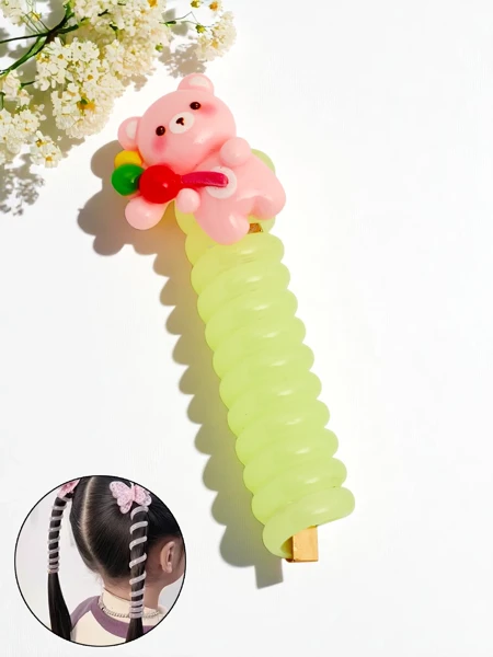 Royalfashion Gumička do vlasů ve tvaru pružiny s medvídkem Teddy Twist