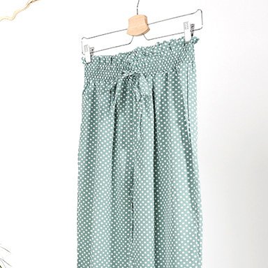 Dámské zelené puntíkové kalhoty PLUS SIZE - Oblečení
