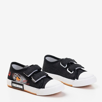 OUTLET Dětské černé tenisky na suchý zip Jeff - Obuv