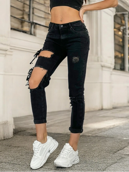 Royalfashion Жіночі джинсові штани для мами