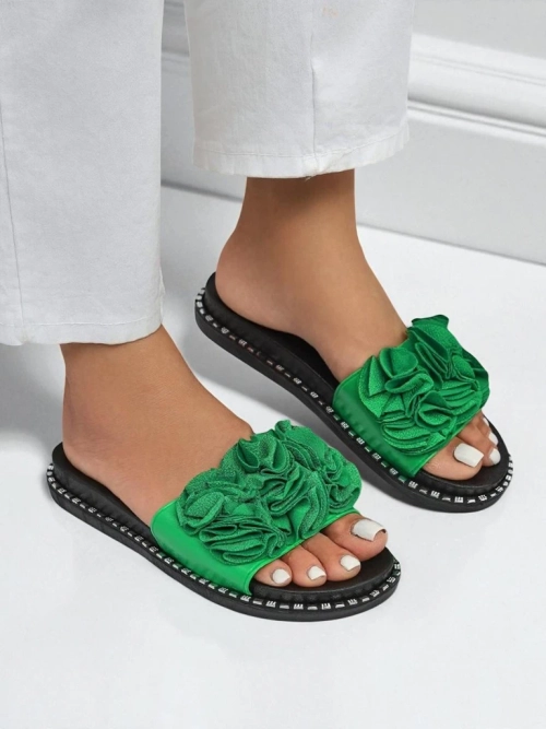 Royalfashion Жіночі тапочки на плоскій підошві Flora Verde