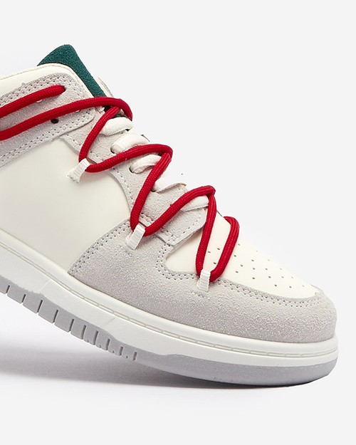 Біло-сірі жіночі спортивні кросівки з червоними шнурками Olierinc - Взуття