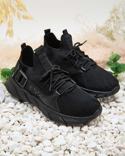Esmeralda Černé Sneakersy na Plochém Podpatku