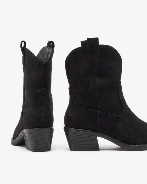 Royalfashion Чорні жіночі утеплені ковбойські чоботи Bronco