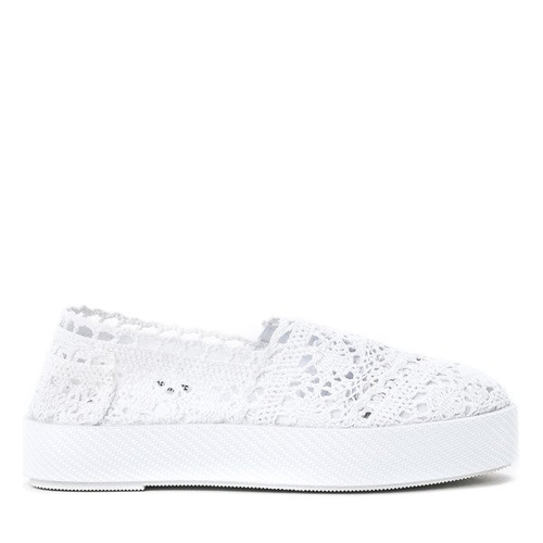 Білі мереживні кросівки в стилі ковзання на Bari - Взуття 1