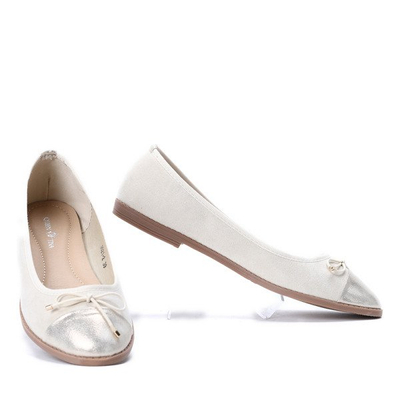 Beżowe baleriny z kokardką Mia - Obuwie