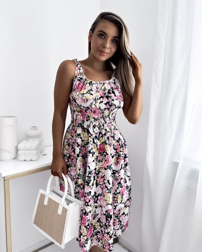 Квітково-рожева жіноча сукня до коліна Одяг