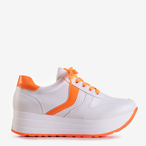 Біло-помаранчеві кросівки на платформі Dahna