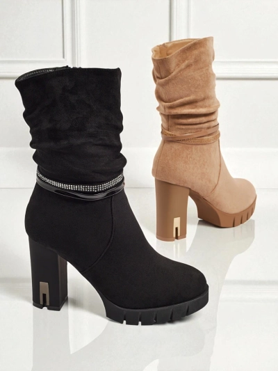 Dámské kotníkové boty eko semišové na sloupku BrambleDusk