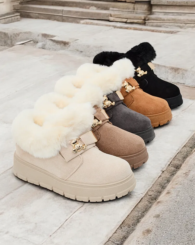 Royalfashion Dámské krátké boty a'la snow boots Dobis