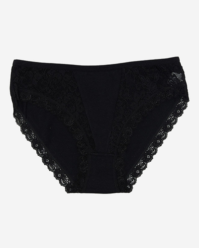 Dámské černé bavlněné kalhotky s krajkou - Spodní prádlo