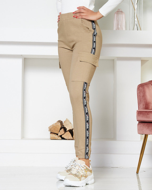 Жіночі штани кольору хакі з лампасами